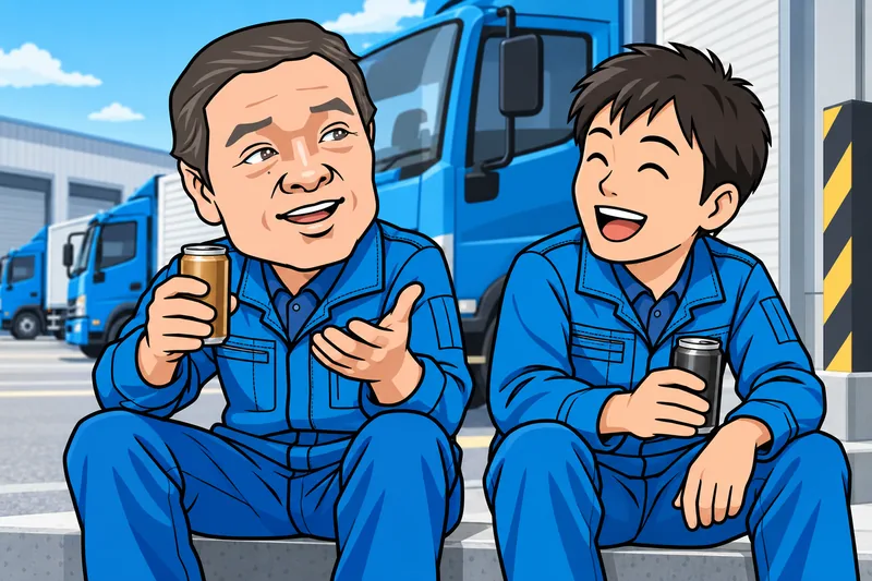 休憩中に後輩と話すG.Kのイメージイラスト
