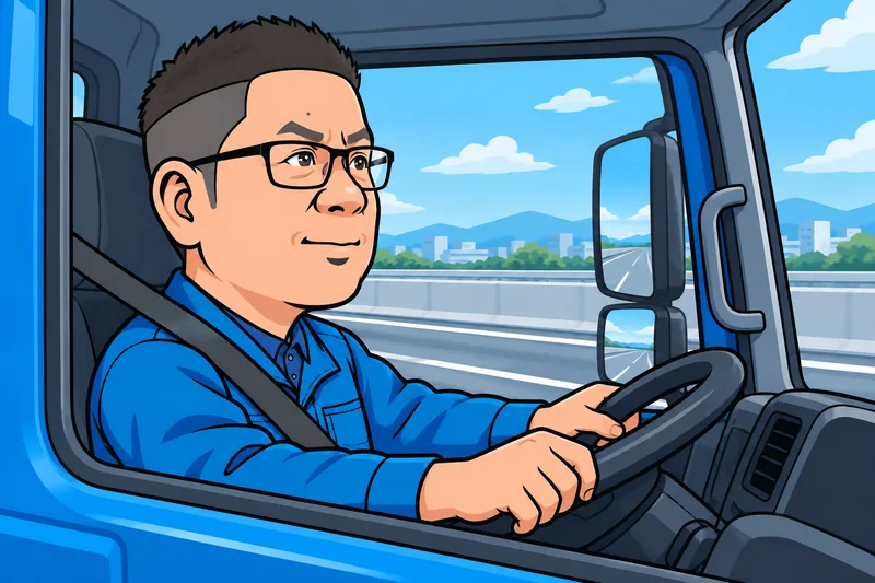 高速道路をトラックで走るH.W.Sのイメージイラスト