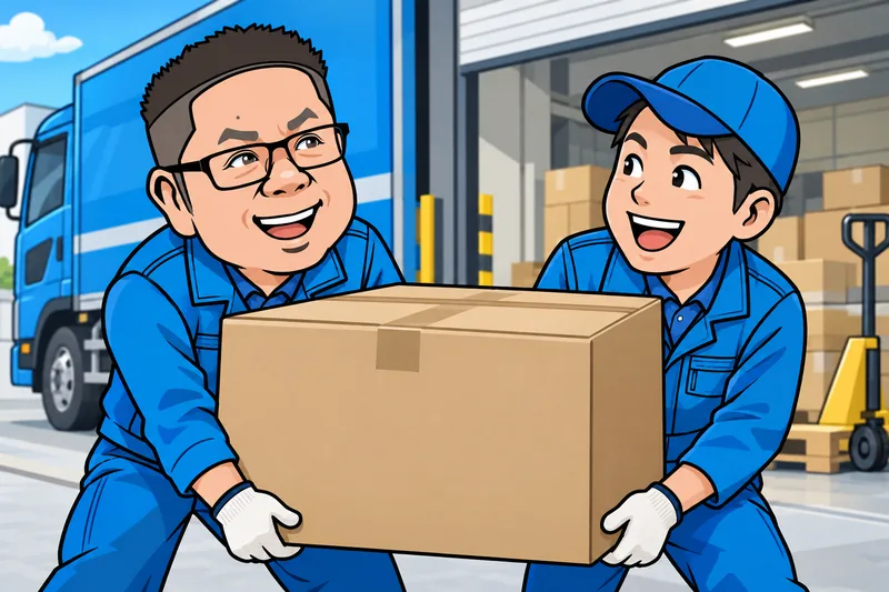 同僚と荷物を運ぶH.W.Sのイメージイラスト