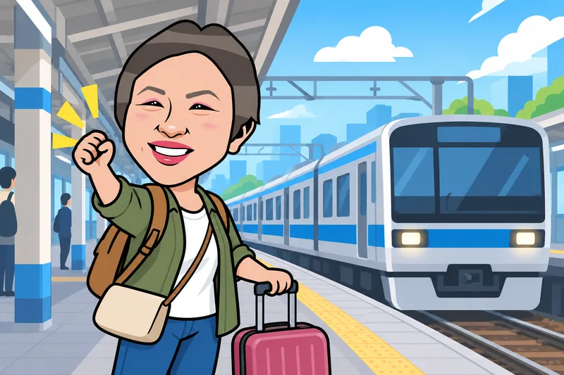 一人旅で駅のホームに立つK.Cのイメージイラスト