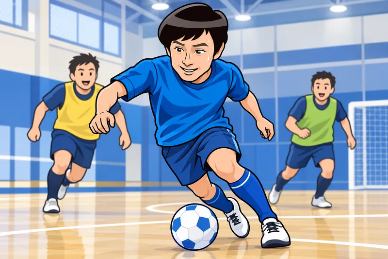 休日にフットサルを楽しむM.Jのイメージイラスト